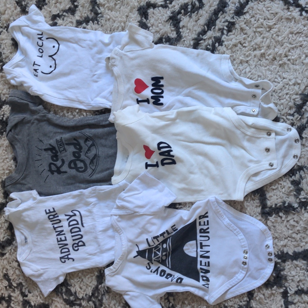 Various size 3, 6 & 9 months onesie lot